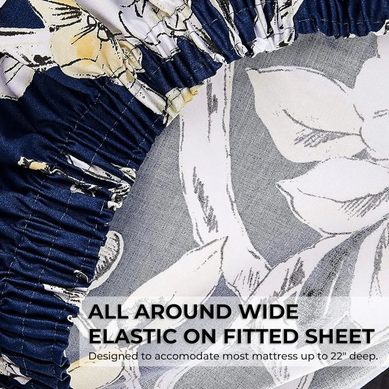 Tribeca Living Cotton Sateen Floral Sheet Set With Pockets