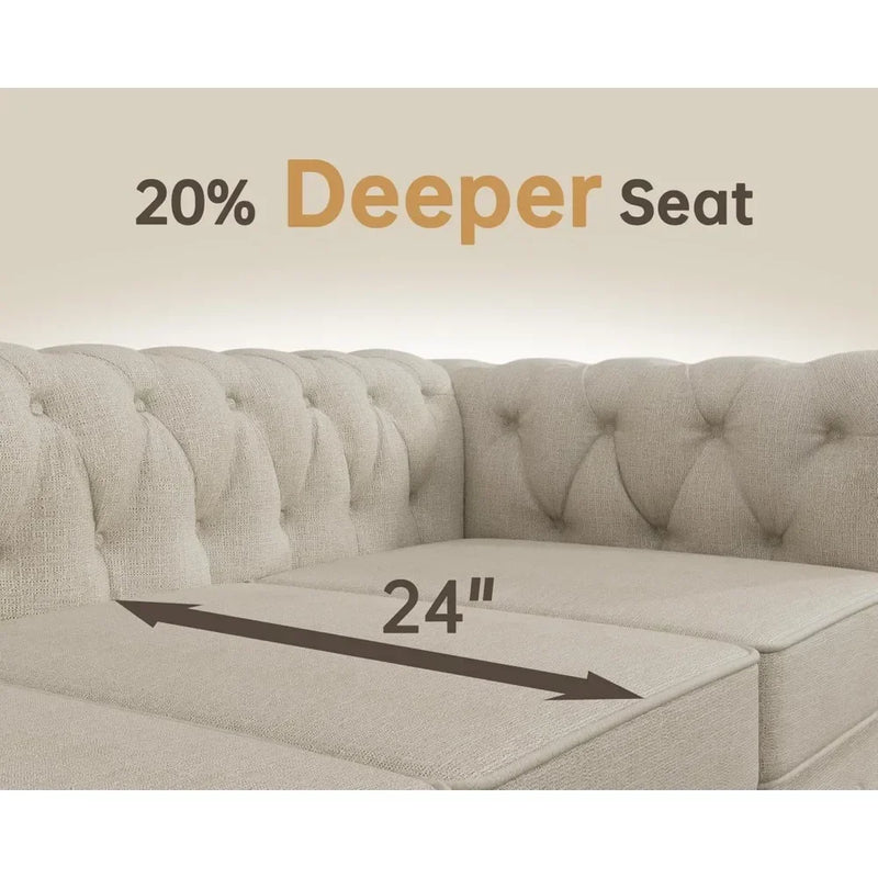 Elegant Chesterfield Tufted Sofa Set For Pet Owners