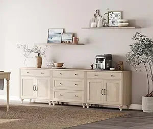 Rustic wood grain buffet cabinet for dining room decor