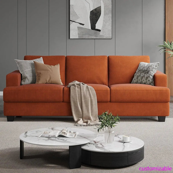 Corduroy Modern 3 Seater Sofa For Living Room Comfort