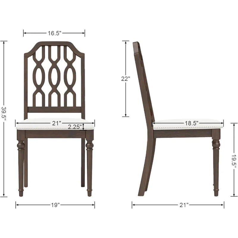 Farmhouse Dining Chairs Set of 2 Armless Upholstered French