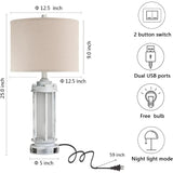 Rustic Farmhouse Table Lamps Set Of 2 With USB Ports