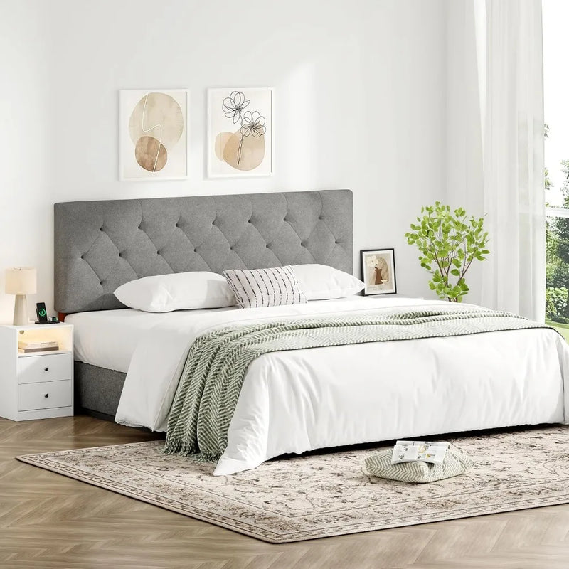 

Adjustable upholstered queen headboard for versatile bed frame
