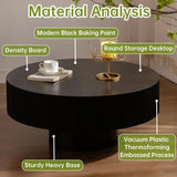 Round Fluted Coffee Table Modern Circular Pedestal Center