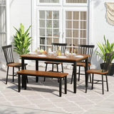 Modern Solid Wood Dining Set With Bench And Windsor Chairs