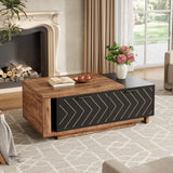 Extendable Coffee Table With Dual Tone Storage Drawers