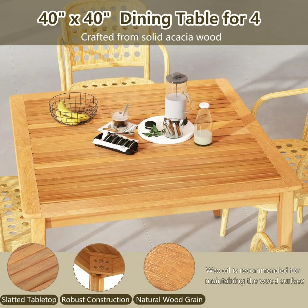 Acacia Wood Outdoor Dining Table With Umbrella Hole