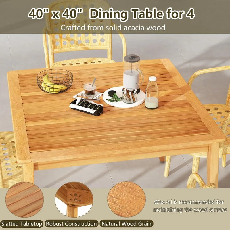 Acacia Wood Outdoor Dining Table With Umbrella Hole