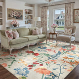 Floral Bohemian Area Rug Washable Non Slip Low Pile Carpet