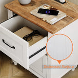 Small farmhouse nightstand with charging station for bedroom