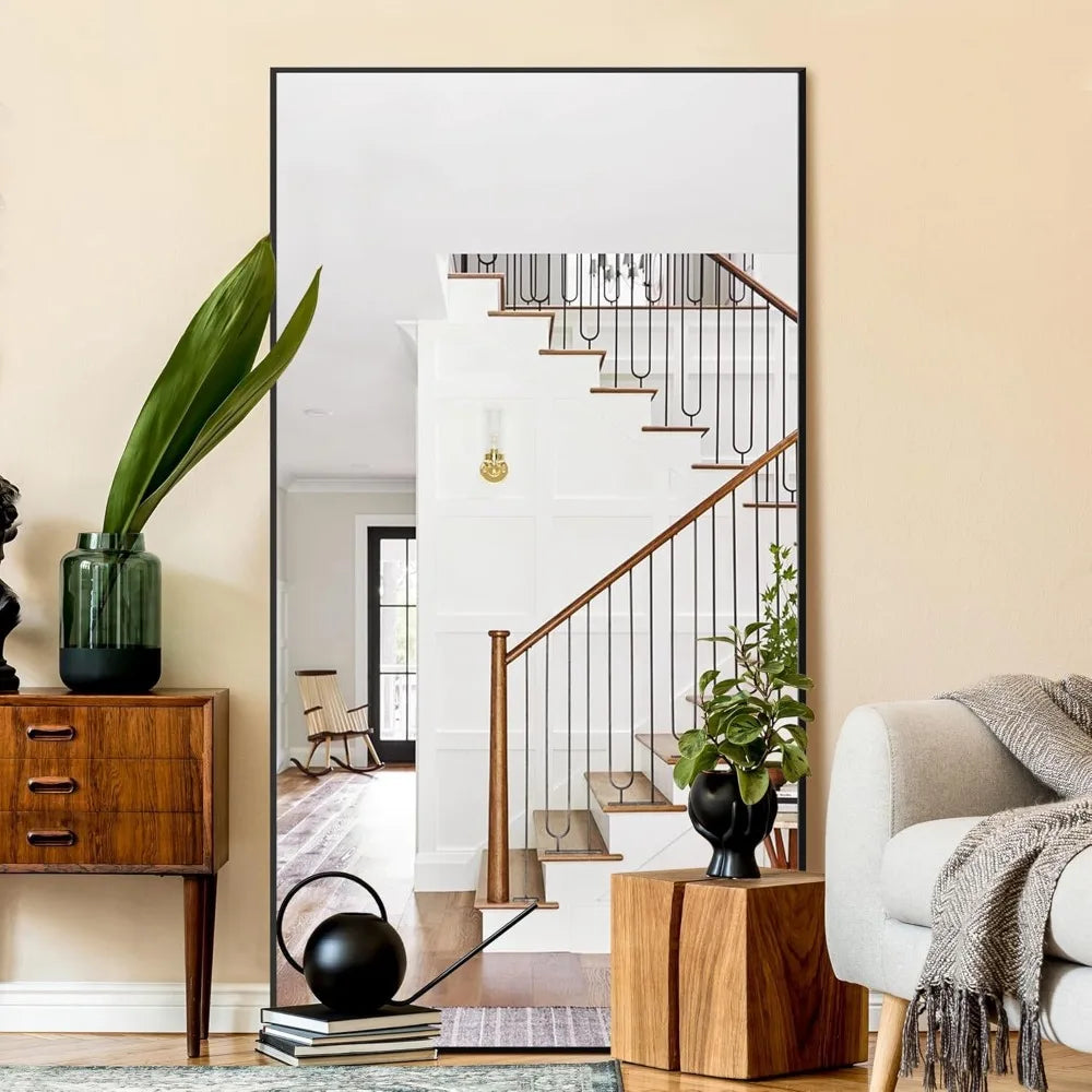 Floor Standing Mirror With Aluminum Alloy Frame Modern