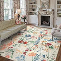 Floral Bohemian Area Rug Washable Non Slip Low Pile Carpet