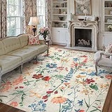 Floral Bohemian Area Rug Washable Non Slip Low Pile Carpet