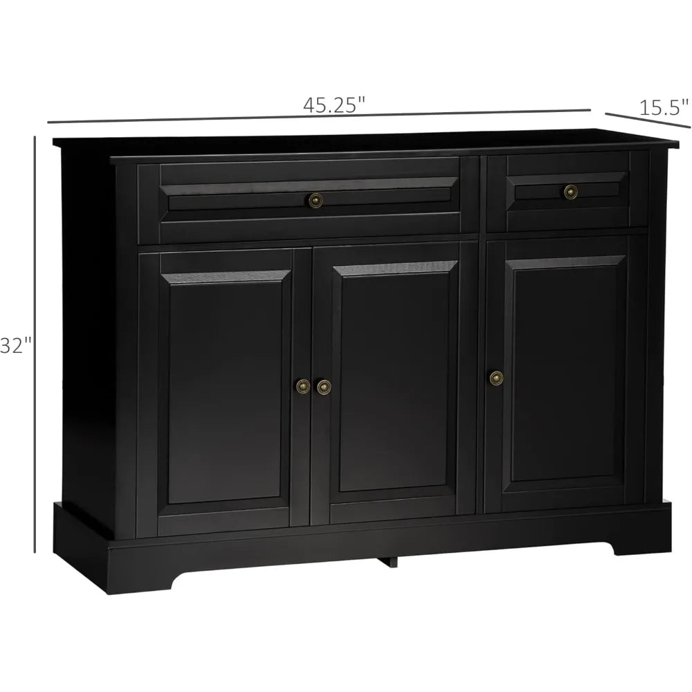 Modern buffet cabinet with adjustable shelving units