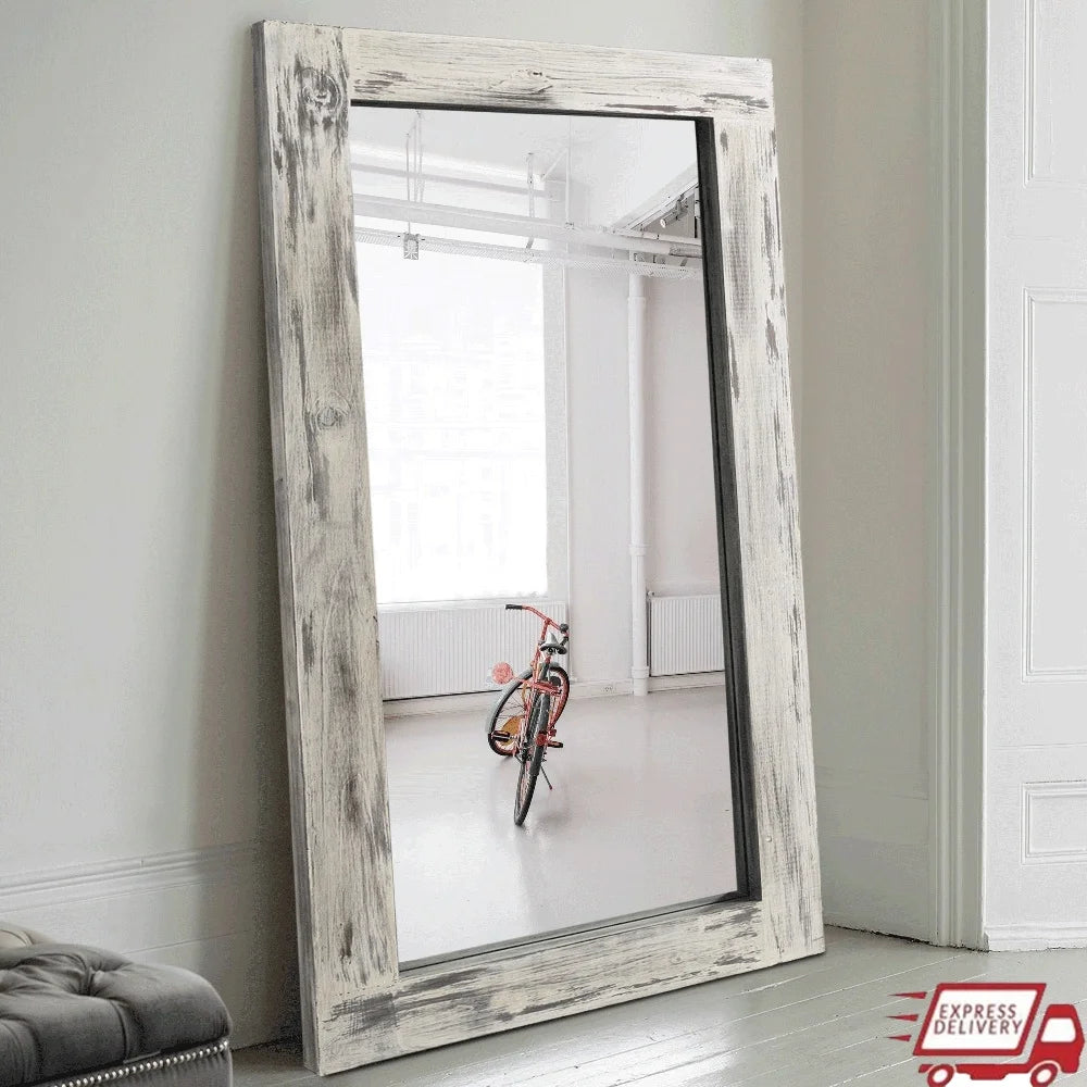 Modern rectangle wood full length mirror for home décor
