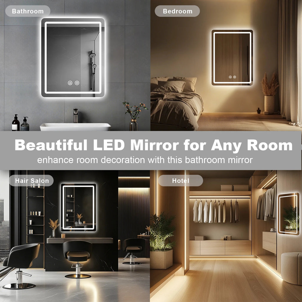 LED Backlit Vanity Mirror With Fogless Demister Wall Mount