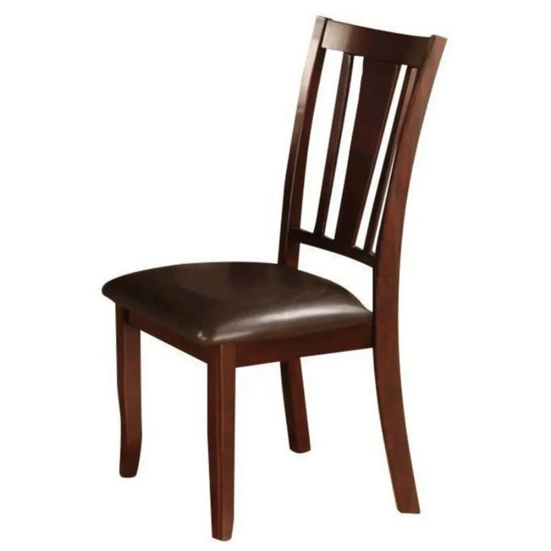 Set of Side Chairs Solid Wood Padded Leatherette Seats