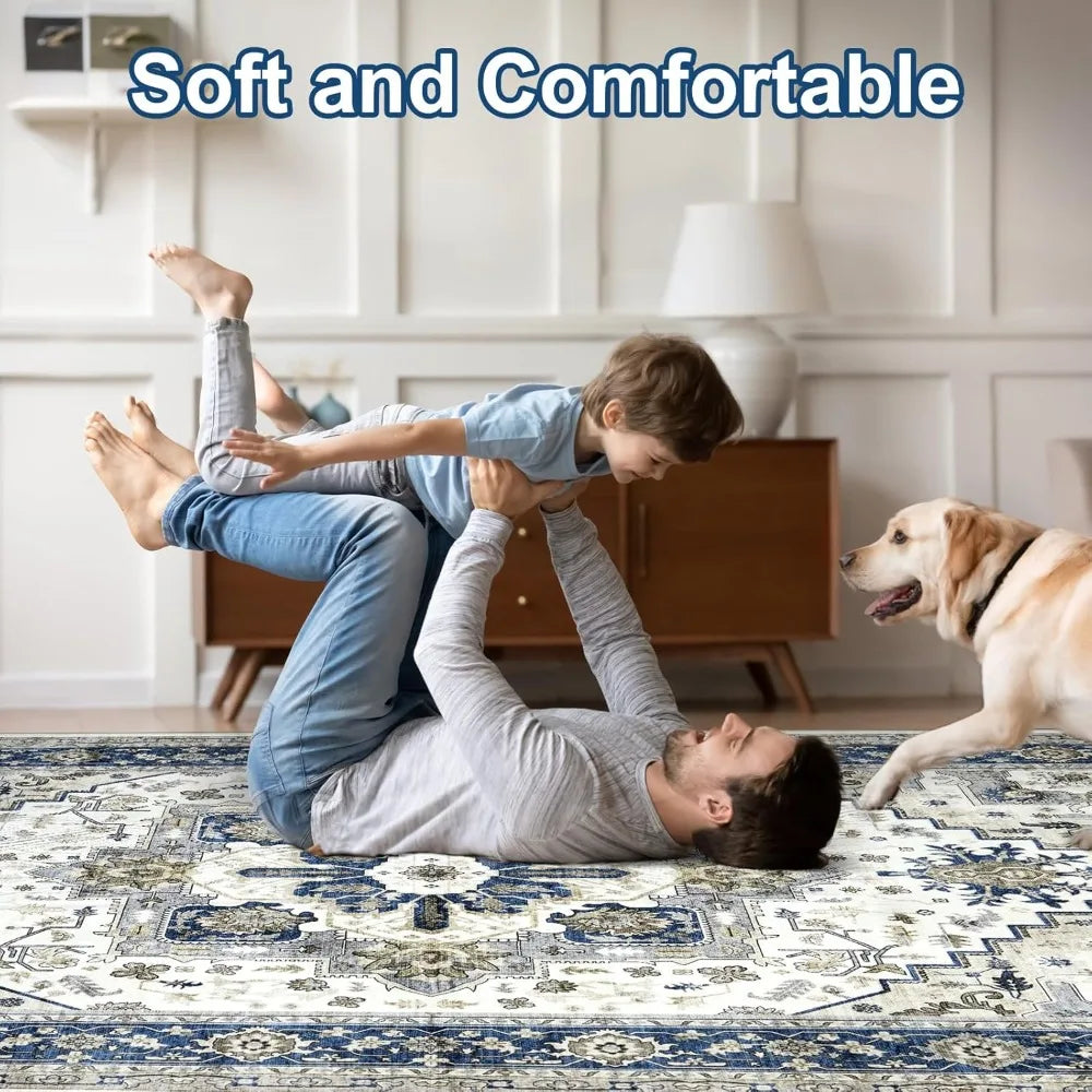 Vintage Oriental Area Rug For Living Room Machine Washable