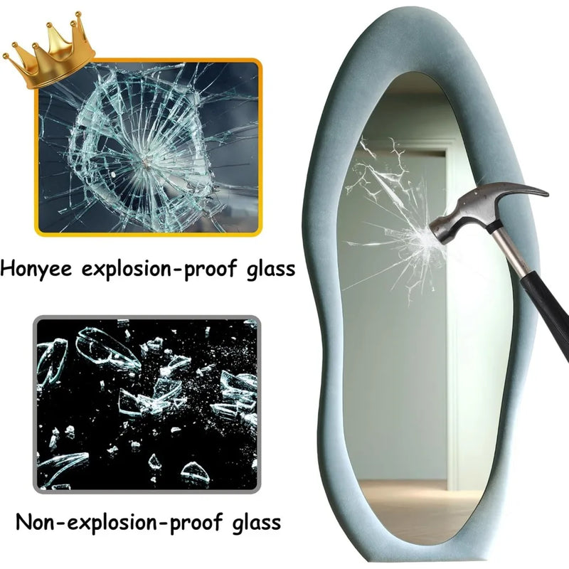 Cloakro Wall Mirror With Flannel Wrapped Wood Frame