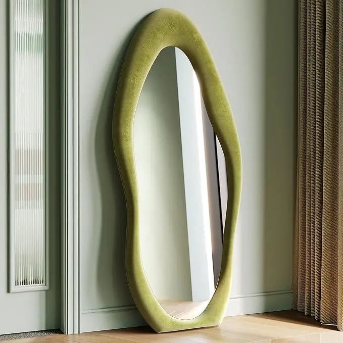 Cloakro Wall Mirror With Flannel Wrapped Wood Frame