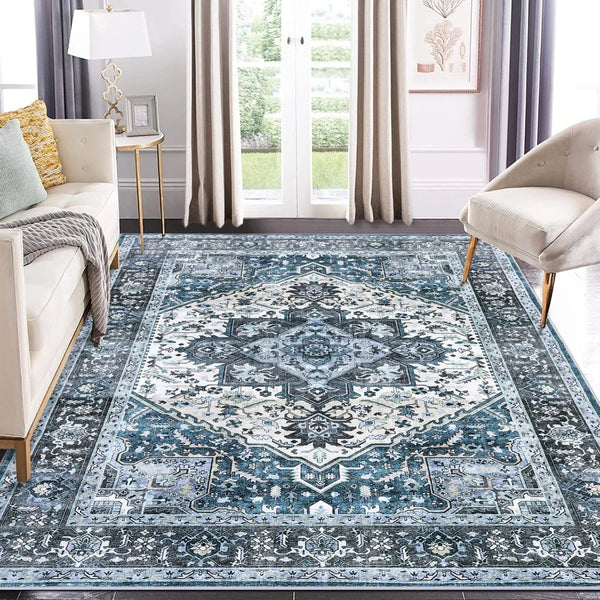 Vintage medallion washable area rug for living room