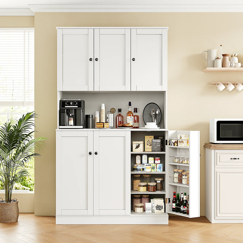 Freestanding Kitchen Pantry With Microwave Stand And Doors