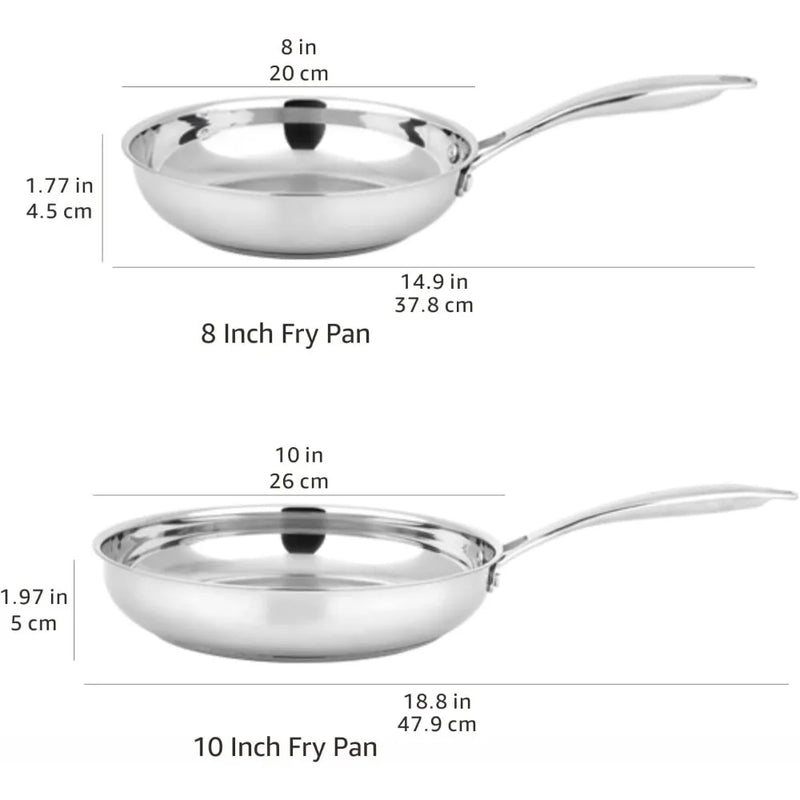 Amazon Basics Stainless Steel Fry Pan Set Induction Ready