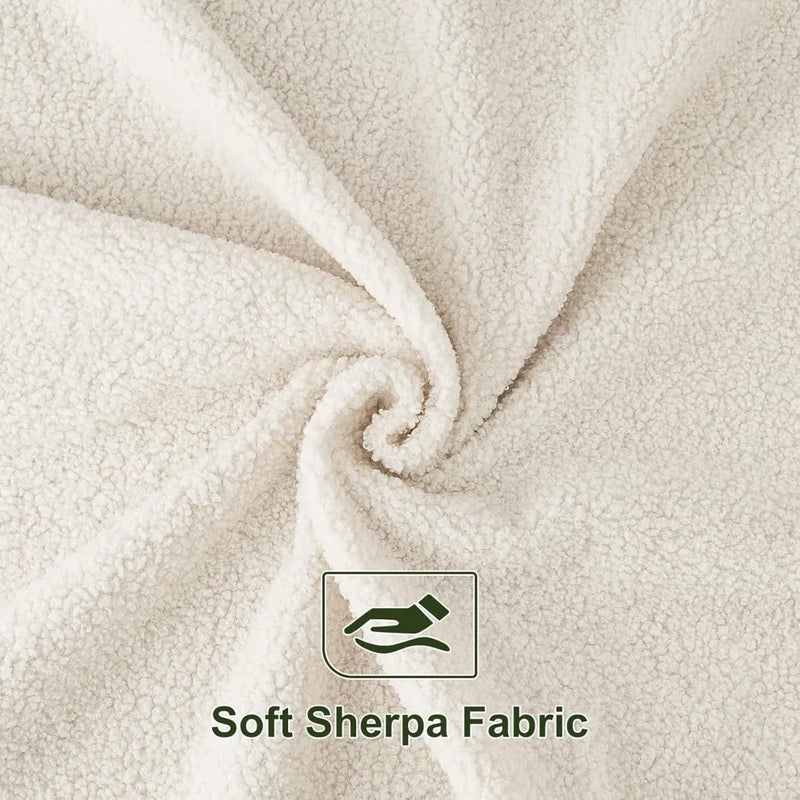 Modern Sherpa Upholstered Bed Frame with Adjustable Headboard