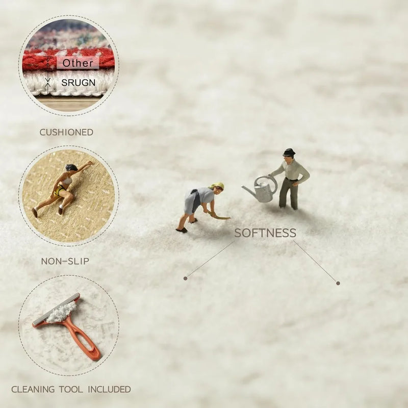 Washable Faux Wool Area Rug For Living Room Non Slip