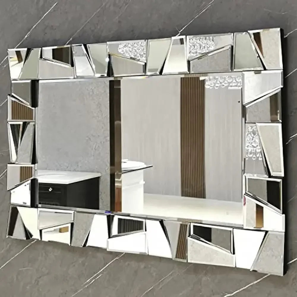 Decorative Wall Mirror Beveled Edge With Uneven Glass Frame