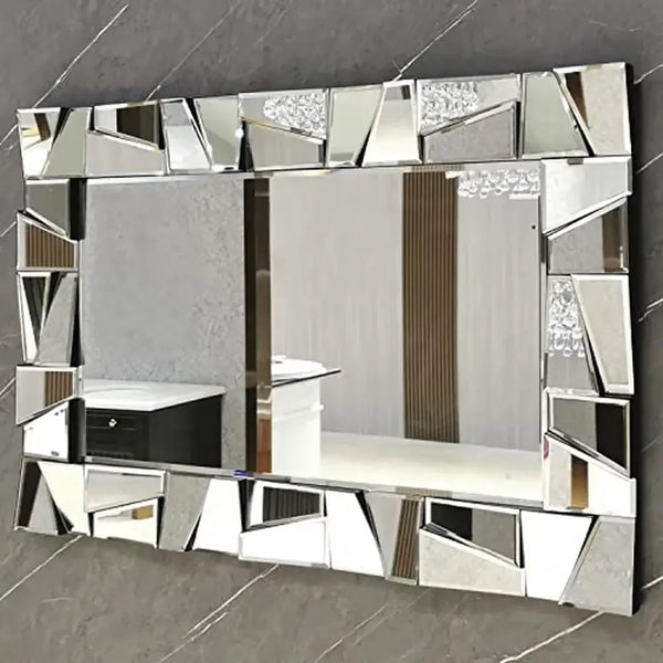 Decorative Wall Mirror Beveled Edge With Uneven Glass Frame