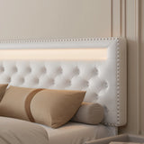 RGBW LED Bed Frame Storage Drawers And Adjustable Headboard