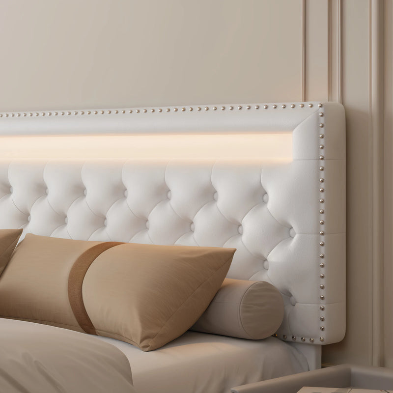 RGBW LED Bed Frame Storage Drawers And Adjustable Headboard