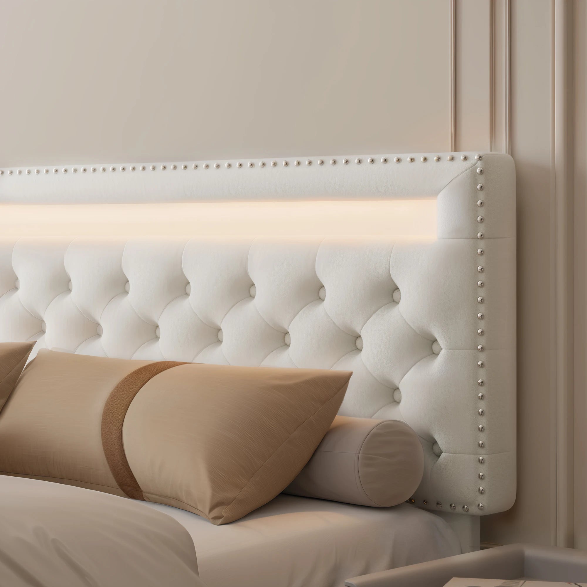 GEGOFORU LED Bed Frame With Storage Drawers And Headboard