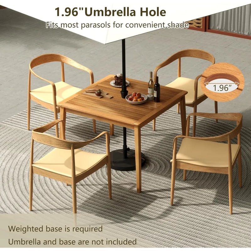 Acacia Wood Outdoor Dining Table With Umbrella Hole