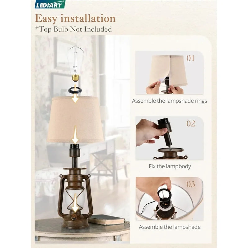Vintage Flickering Flame LED Lantern Lamps for Bedroom