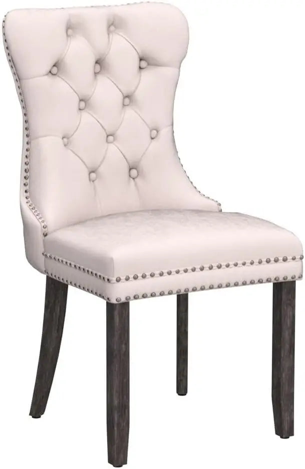 Velvet Dining Chairs Set of Six Tufted Nailhead Trim