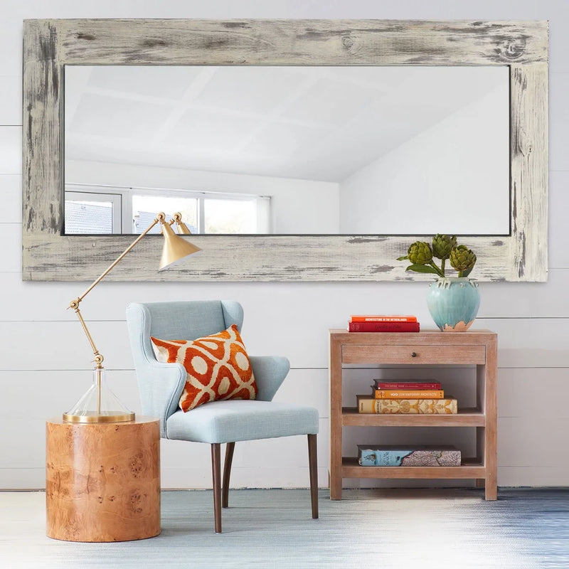 

Freestanding modern wood full length mirror with rectangular design

