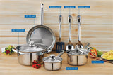 Ten Piece Nonstick Stainless Steel Cookware Set for Everyday