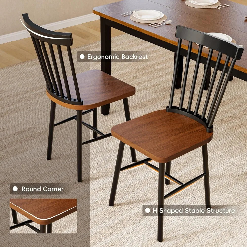 Modern Solid Wood Dining Set With Bench And Windsor Chairs