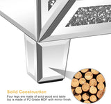 Compact mirrored nightstand with silver finish