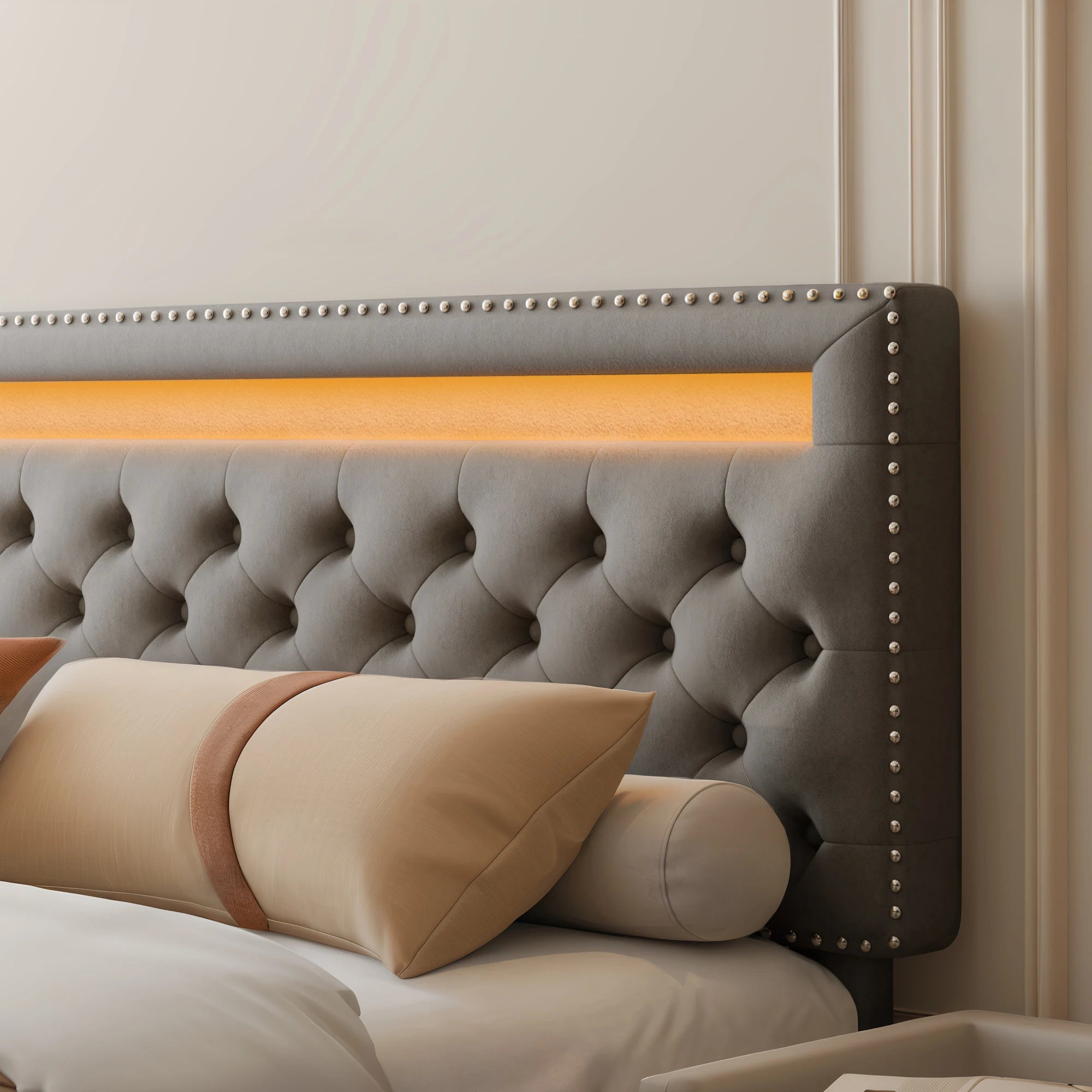 GEGOFORU LED Bed Frame With Storage Drawers And Headboard