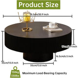 Round Fluted Coffee Table Modern Circular Pedestal Center