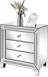 Modern mirrored bedside table with storage space