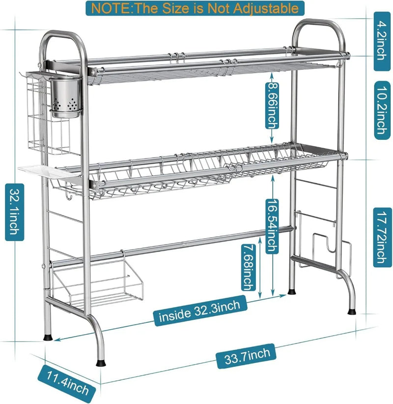 Stainless Steel Over Sink Drying Rack With Utensil Holder