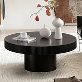 Round Fluted Coffee Table Modern Circular Pedestal Center