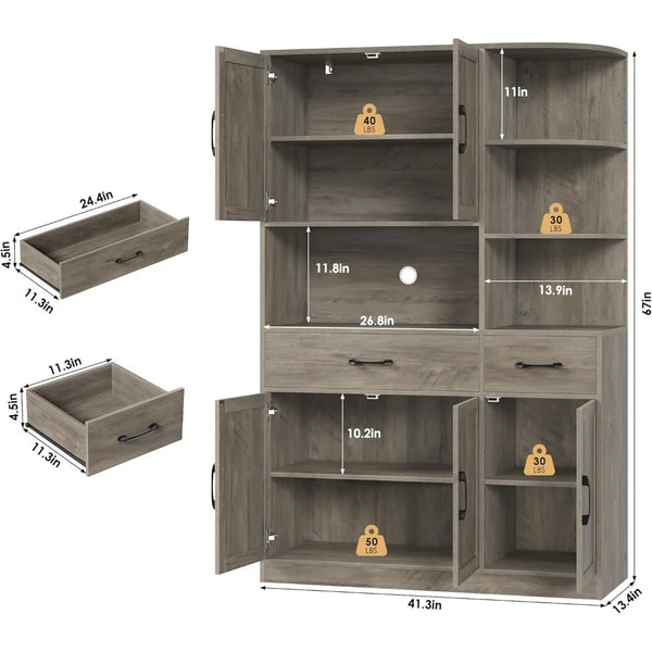 Modern Kitchen Hutch With Five Doors And Two Drawers