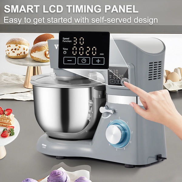 SucceBuy Stand Mixer With 6 Speeds LCD Timer Dough Hook