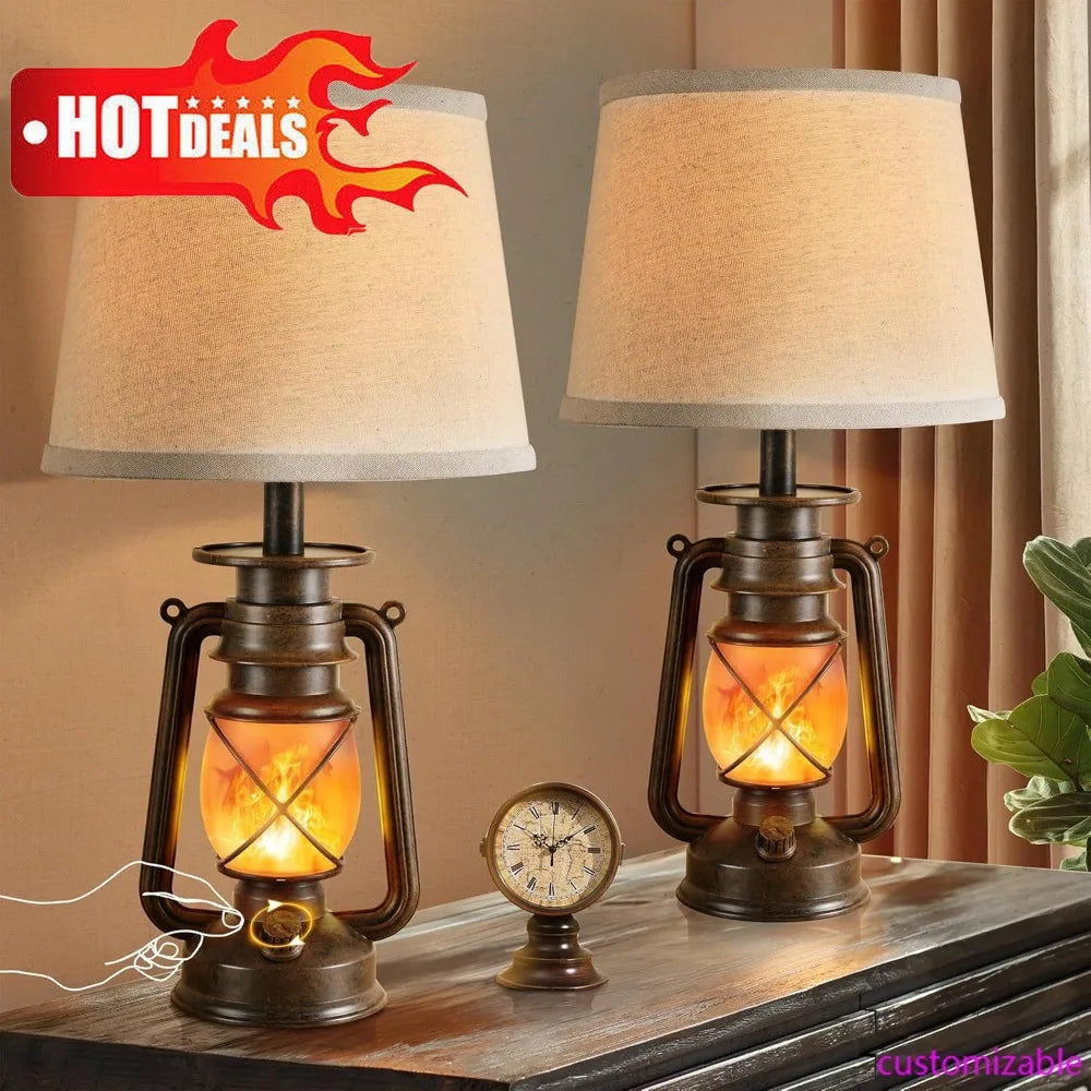 Vintage Flickering Flame LED Lantern Lamps for Bedroom