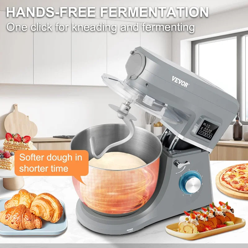 Six Speed Stand Mixer With LCD Display And Meat Grinder